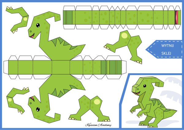 Динозавр из бумаги объемный