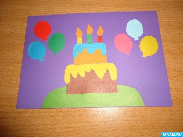 Аппликация торт в средней группе