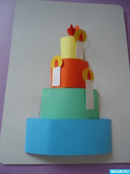Аппликация торт из цветной бумаги