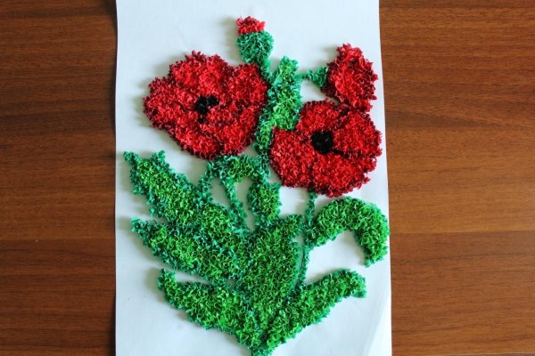 Маки торцевание из гофрированной бумаги