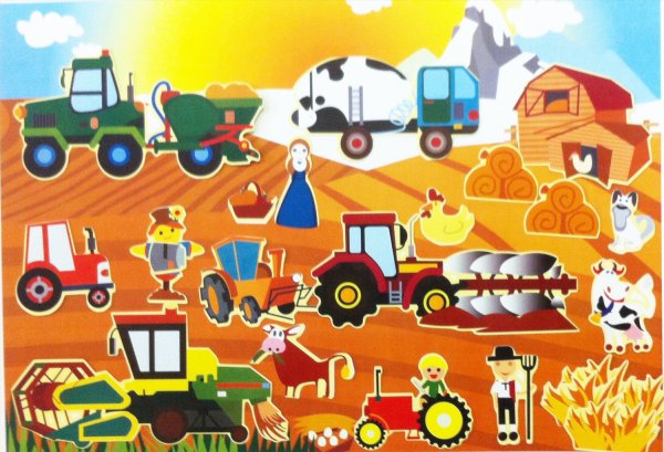 Аппликация синий трактор