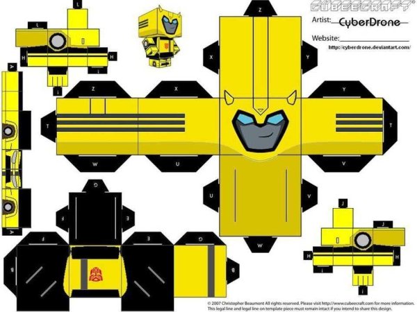 Трансформеры из бумаги Бамблби