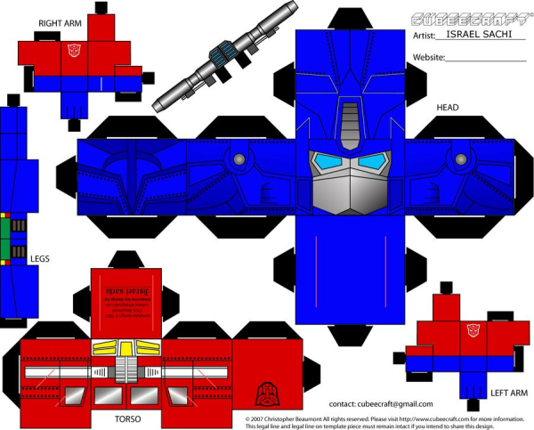 Трансформеры паперкрафт Оптимус Прайм