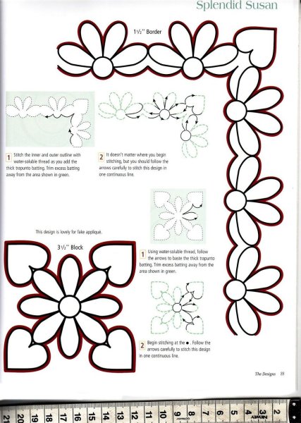 Узоры для Стежки квилтов трапунто схемы