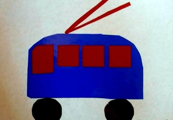 Аппликация троллейбус в старшей