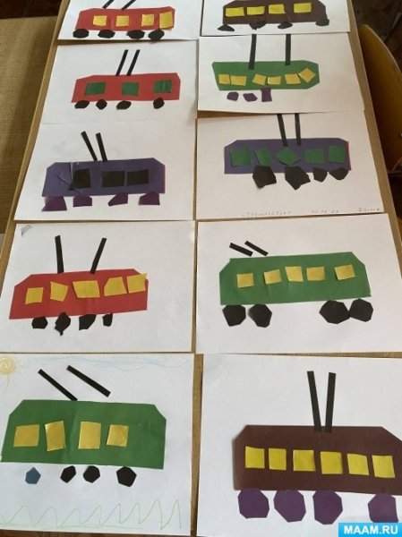 Аппликация троллейбус в старшей группе