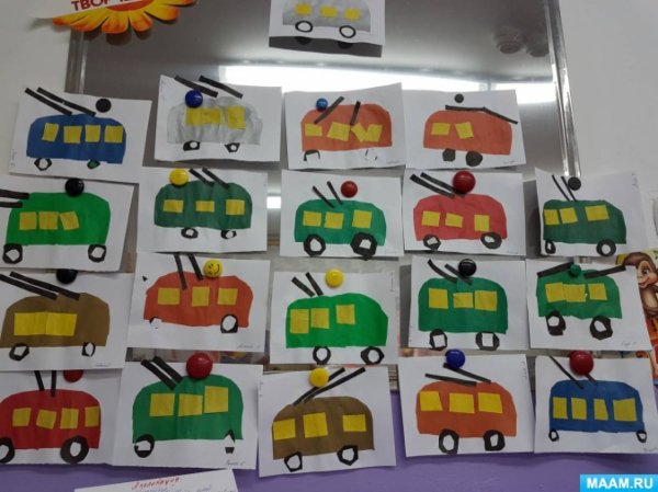 Аппликация троллейбус в старшей группе