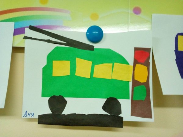 Аппликация транспорт старшая группа