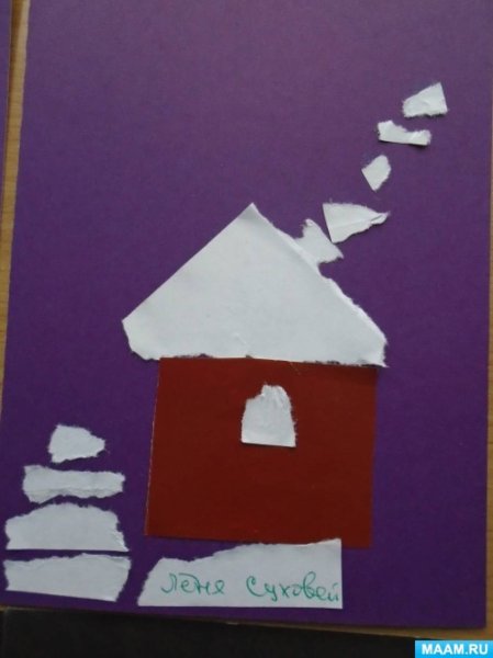 Аппликация заснеженный дом в старшей группе