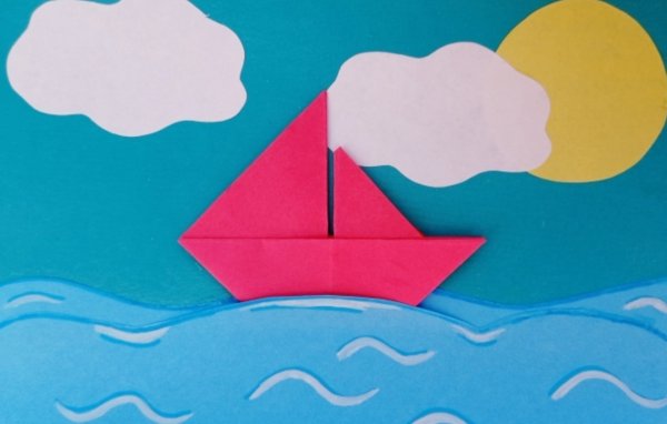 Аппликация кораблик в средней