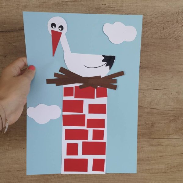 Аист аппликация объемная