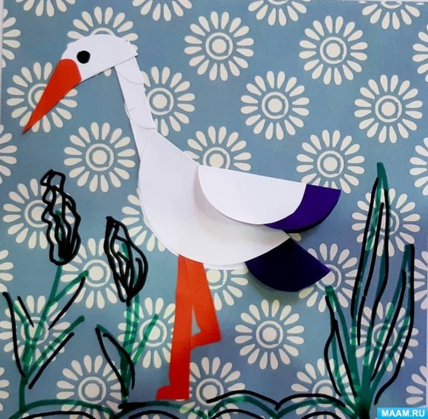 Цапля аппликация для детей