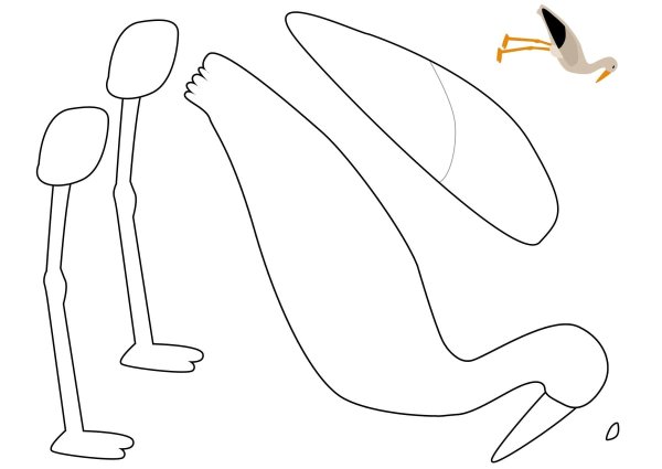 Трафарет аиста для вырезания