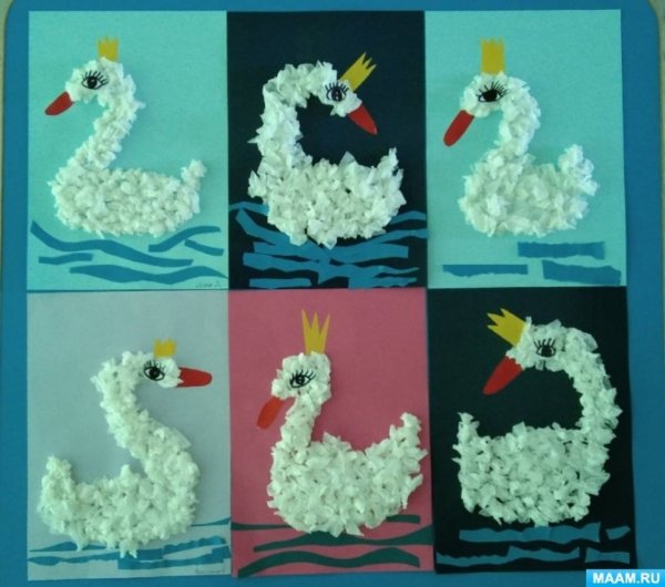 Лебедь из салфеток аппликация