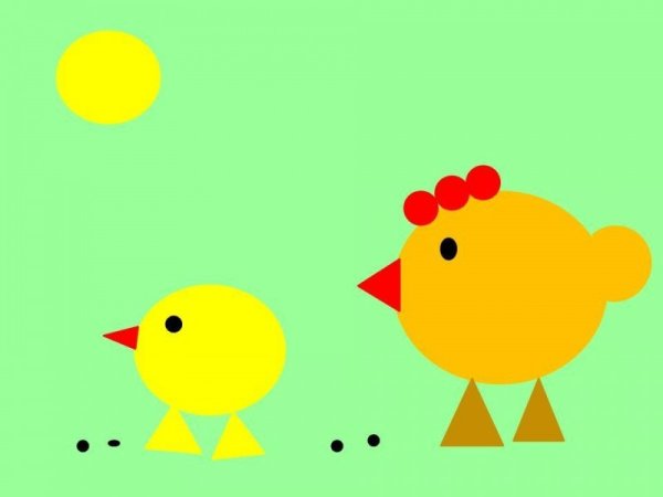 Цыпленок из геометрических фигур для детей