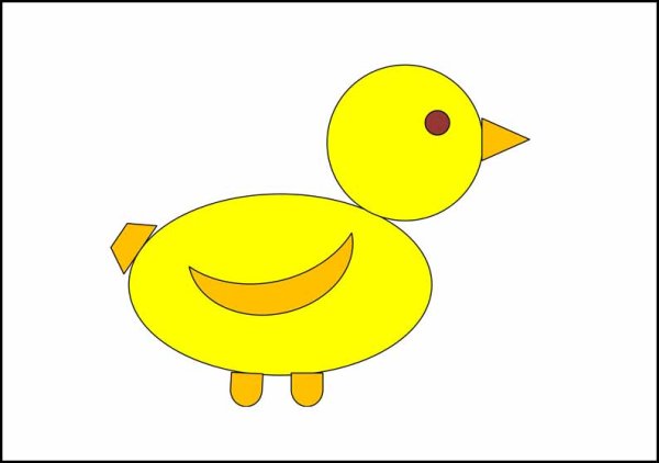 Цыпленок из геометрических фигур для детей