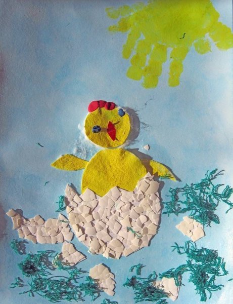 Аппликация из яичной скорлупы