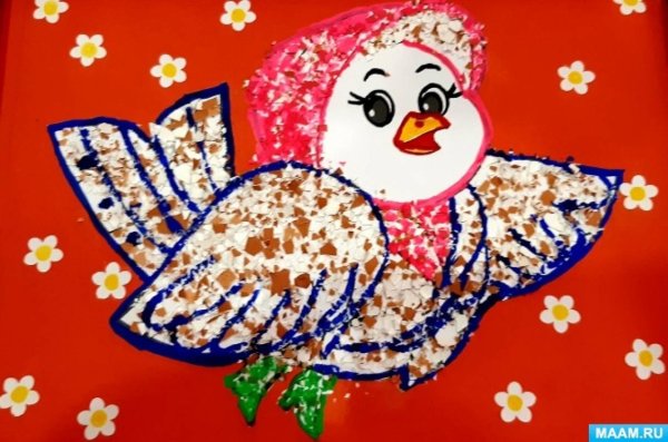 Аппликация из яичной скорлупы