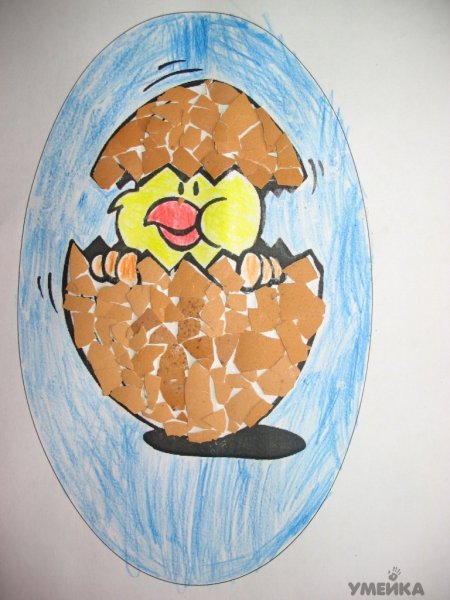 Аппликация из скорлупы яиц