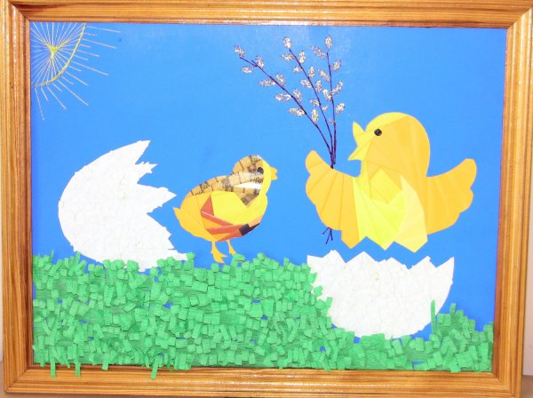 Аппликация из яичной скорлупы