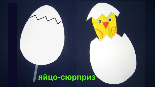 Поделка цыпленок в яйце из бумаги