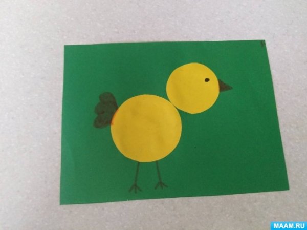 Аппликация цыпленок в младшей группе