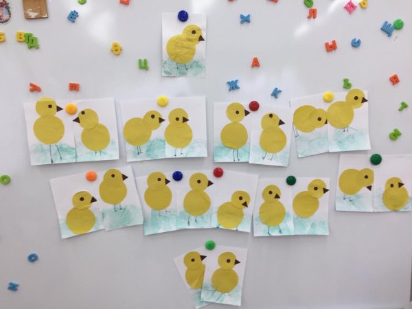 Аппликация цыплята на лугу 2 младшая группа