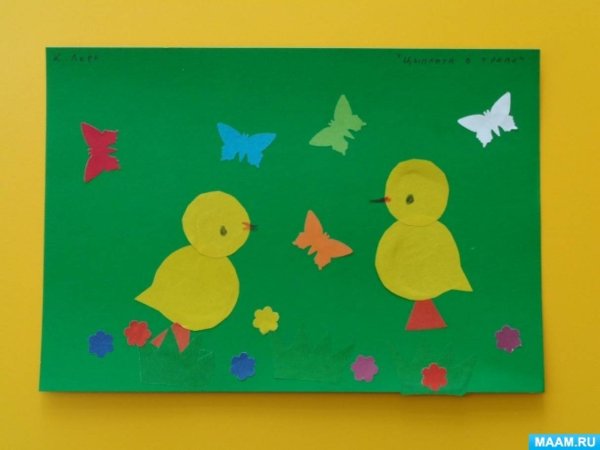 Аппликация цыплята на лугу 2 мл.гр