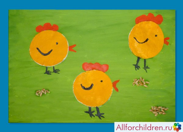 Аппликация цыплята на лугу 2 мл.гр