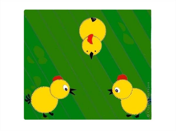 Аппликация из геометрических фигур цыпленок