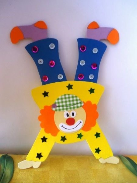 Поделка клоун из цветной бумаги
