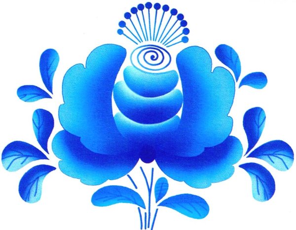 Элементы гжельской росписи роза