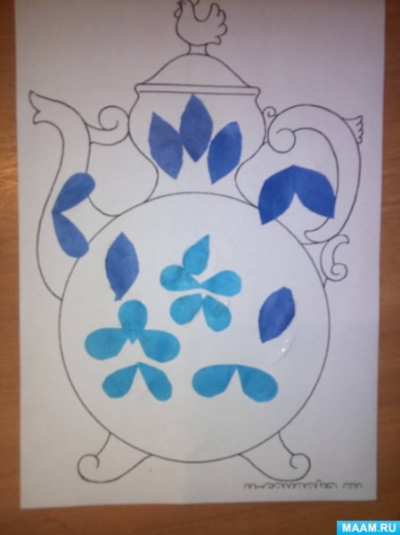 Гжель аппликация для детей старшей группы