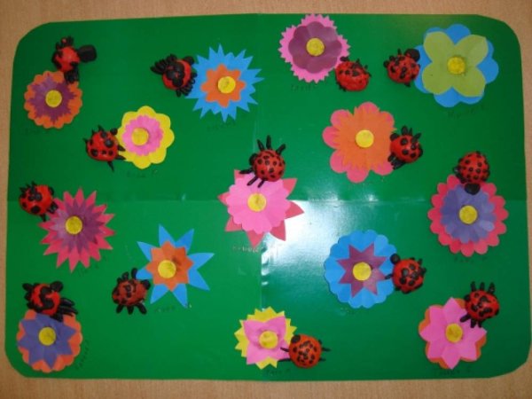Аппликация цветы в средней группе
