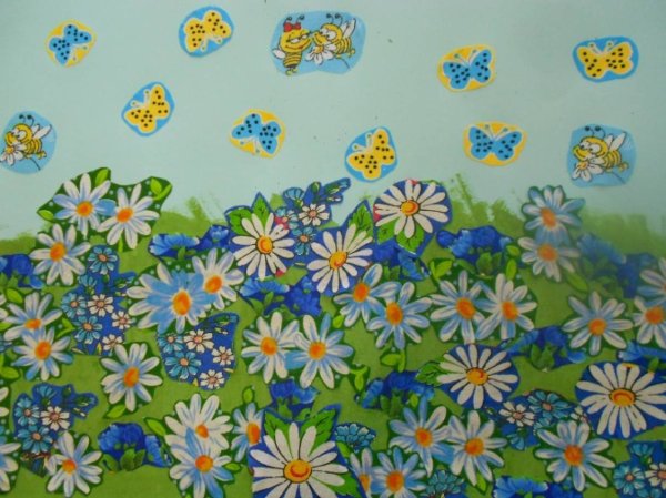 Цветочная Поляна из цветной бумаги