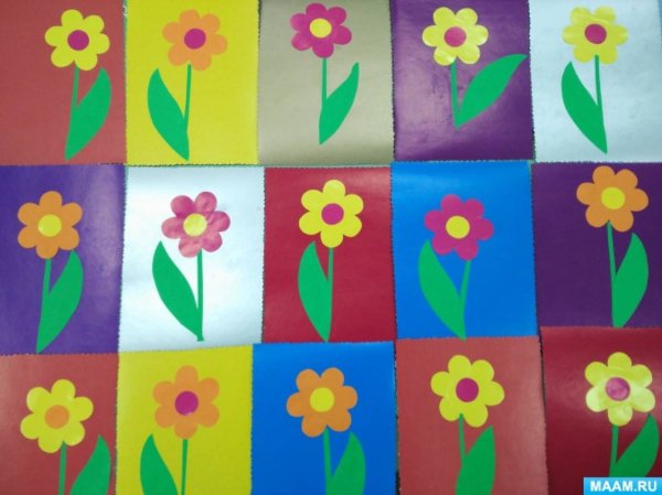 Аппликация цветок 2 младшая группа