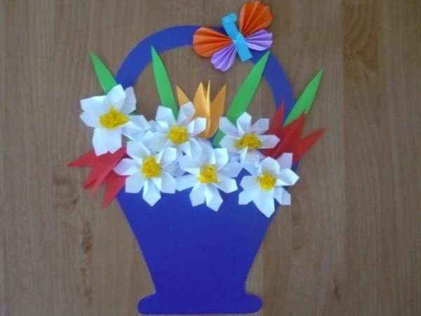 Поделка корзинка с цветами