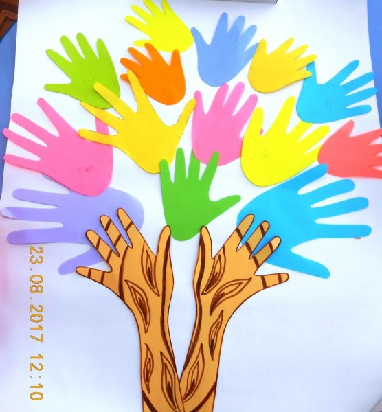 Аппликация из ладошек в детском саду