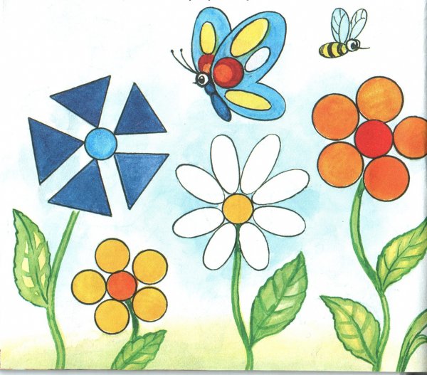 Цветочная Поляна из геометрических фигур