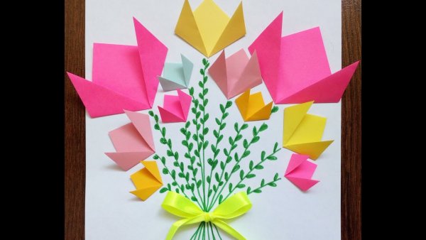 Оригами цветы для открытки