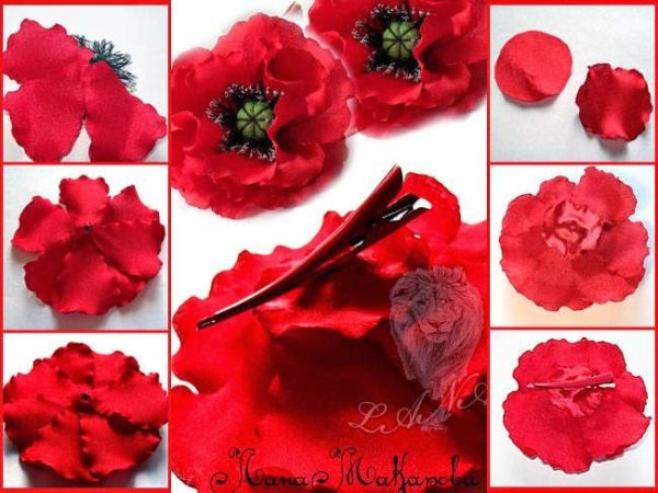 Мак из ткани своими руками