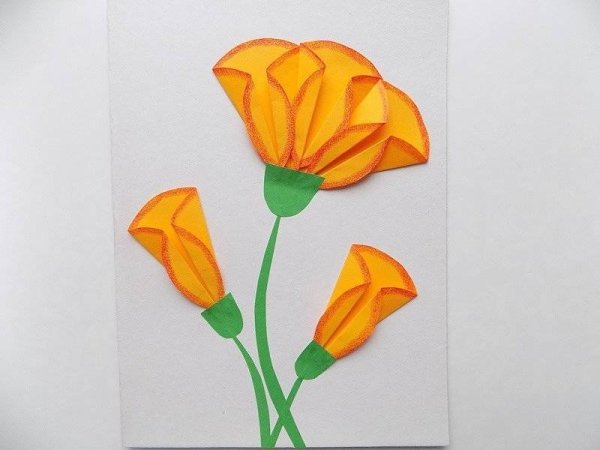 Открытка аппликация цветы