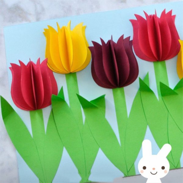 Поделка тюльпан из бумаги для детей на 8 марта