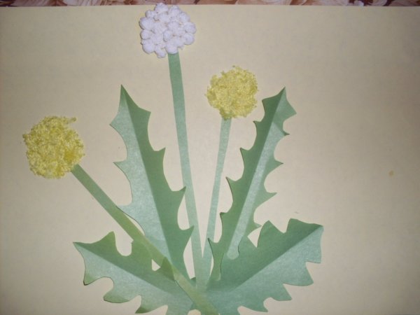 Объемная аппликация одуванчик