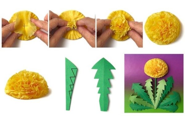 Аппликация одуванчик