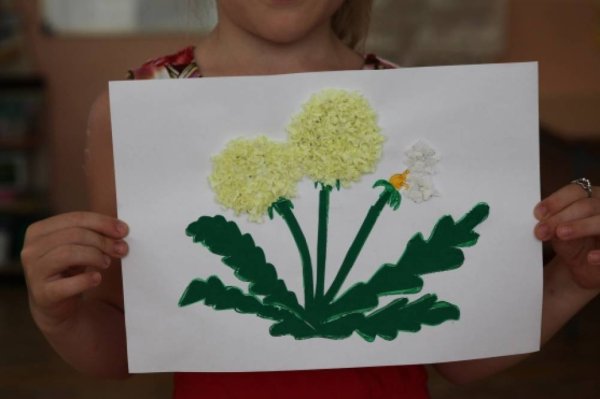 Аппликация одуванчик в средней группе