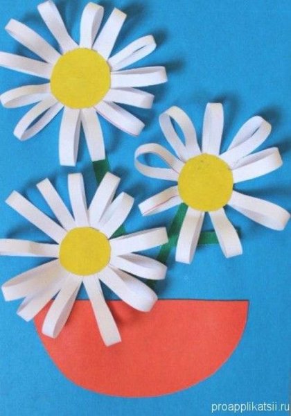 Аппликация цветы из цветной бумаги