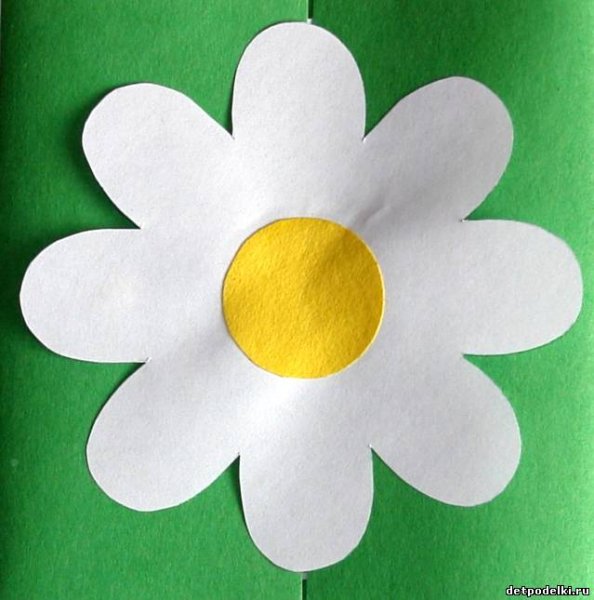 Аппликация ромашки из цветной бумаги
