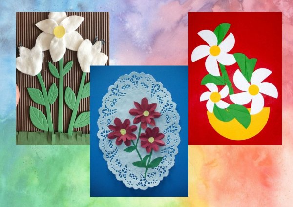 Шаблон корзинка с цветами для аппликации