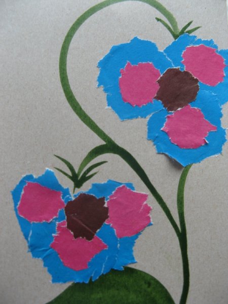 Аппликация цветы из цветной бумаги